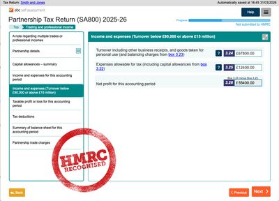 ABC SA800 Partnership Tax Return