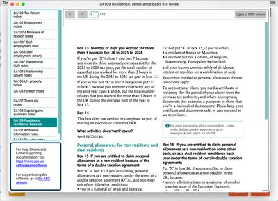 Context-specific buttons open the HMRC guidance on the relevant page