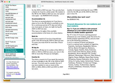 Context-specific buttons open the HMRC guidance on the relevant page